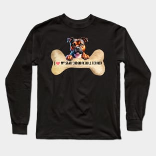 I Love My Staffordshire Bull Terrier Long Sleeve T-Shirt